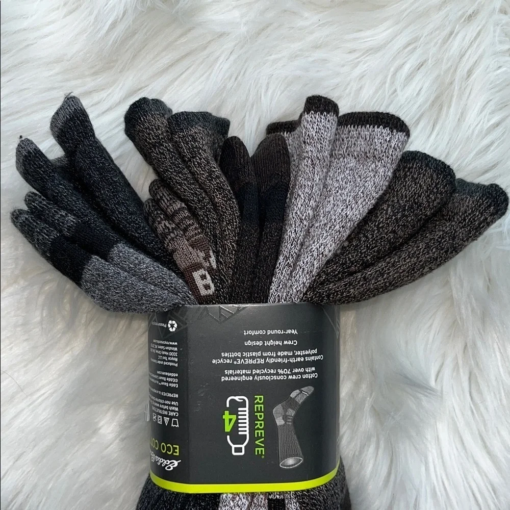 🆕 Eddie Bauer ECO Cotton Crew Socks 4 Pair Pack Men’s 6-12 Shoe Size